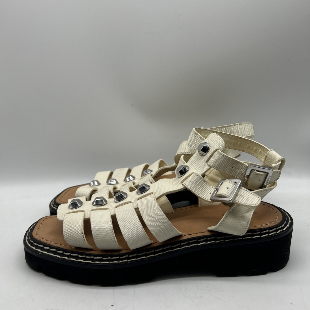 SANDRO Sandals Womens‎ 40 US 8.5 Stud Lizard Leather Gladiator RockChic - Picture 8 of 16